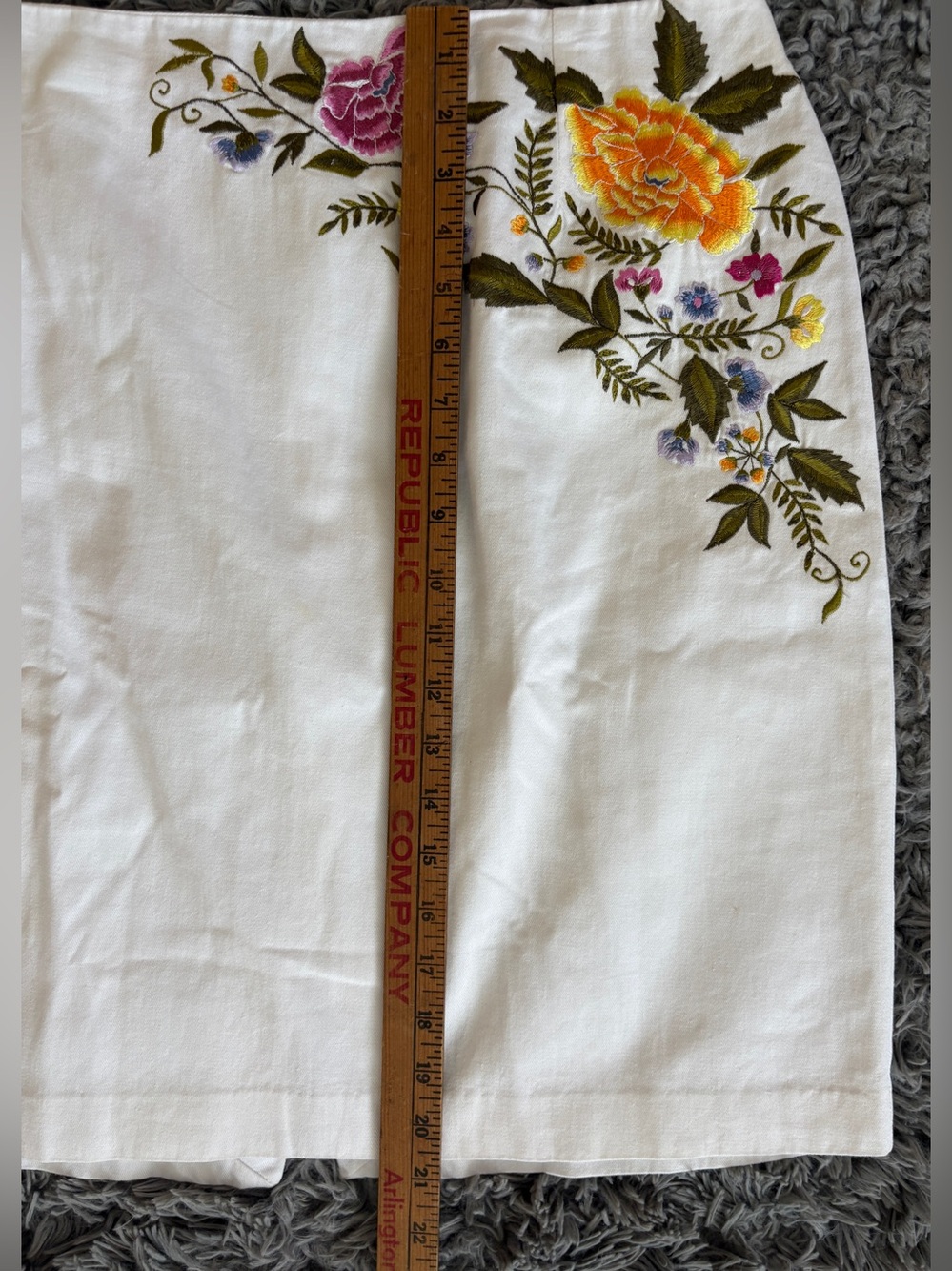 Retro Vintage Skirt Summer White Floral Embroidered Peter Nygard SZ 14 - Picture 9 of 10